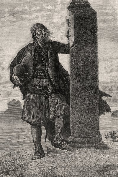 The Marquess of Lantenac Reads an Order for His Arrest on a Pillar - Illustration from Quatre Vingt Treize by Gustave Brion
